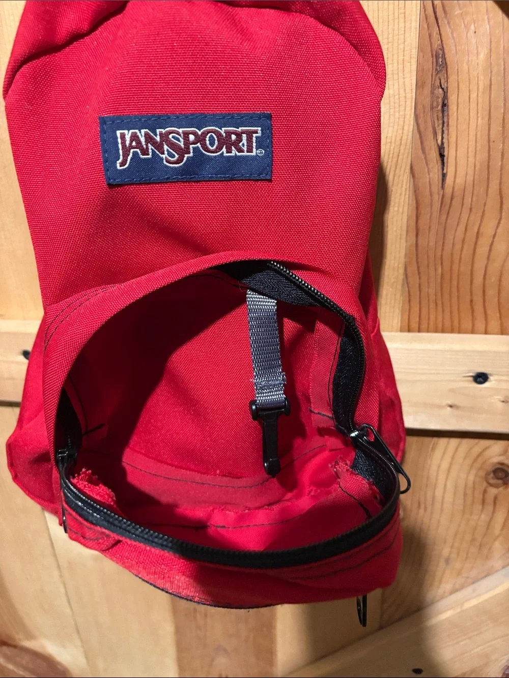 Jansport Red Mini Backpack with Front Zip Pocket